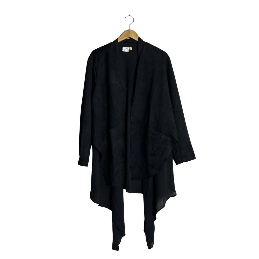 TRUTH + STYLE Mix Media Suede High Low Hem Jacket Black S
